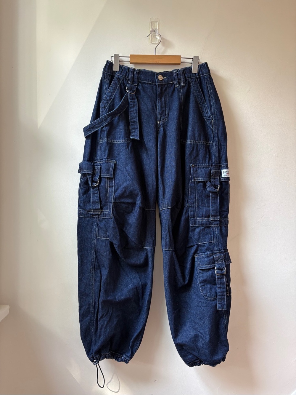 BDG Dark Blue Wide-Leg Cargo Jeans for Women - Picture 13 of 15